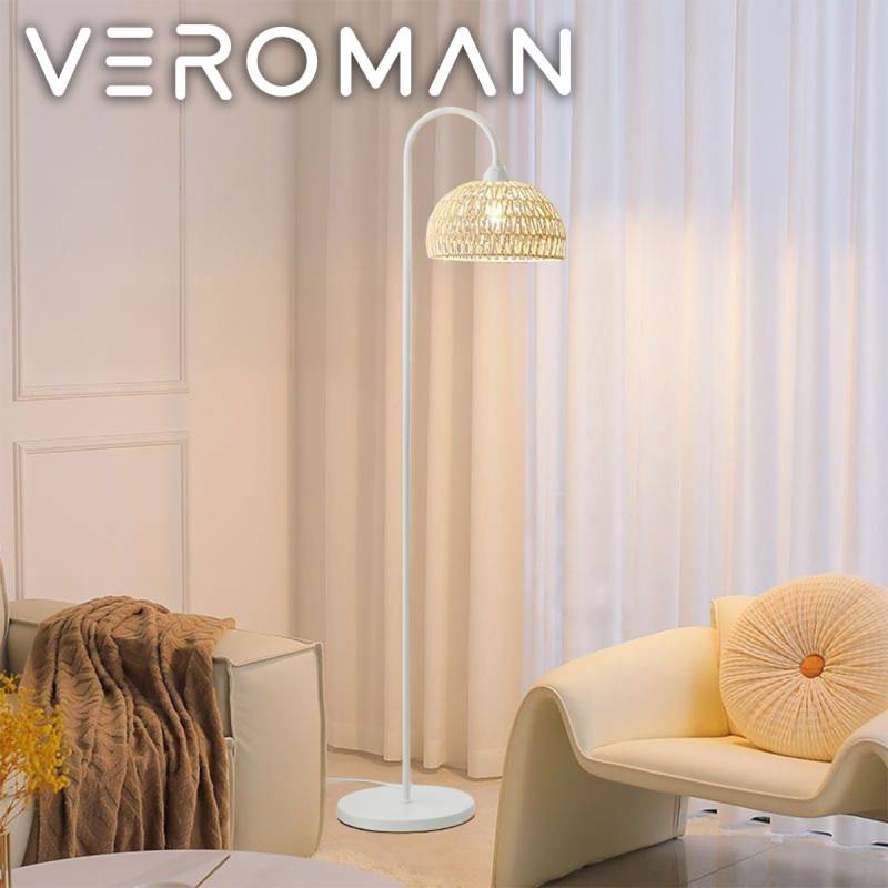 VeroMan ラタンフロアランプ スタンディングライト ソファ横・ベッド