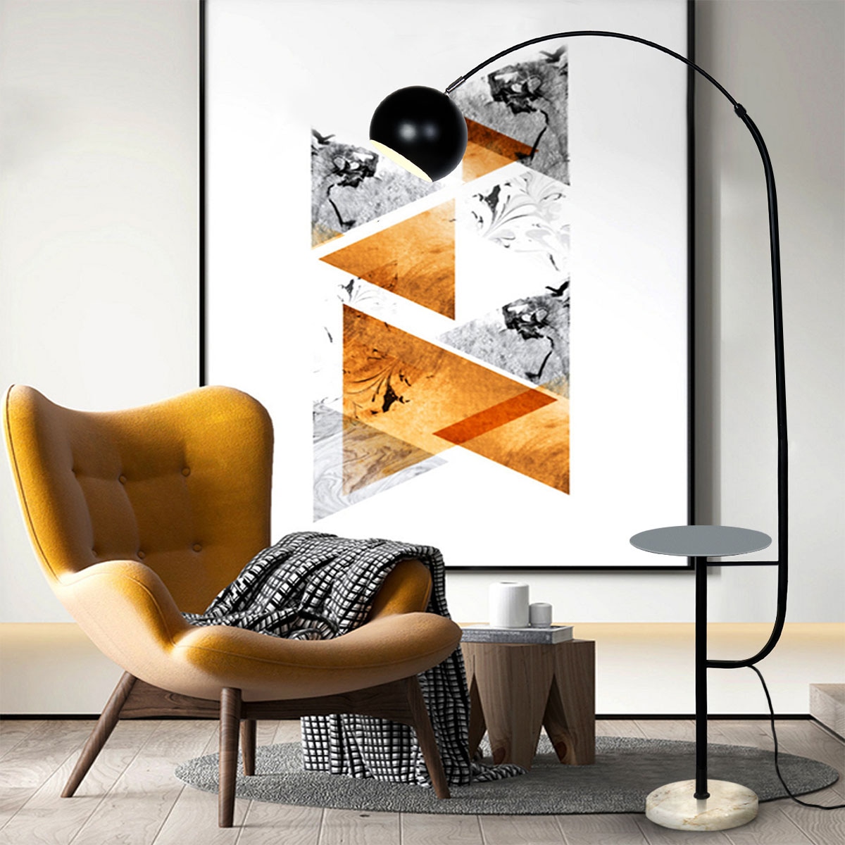 [ブラック]VeroManライトフロアライトフロアスタンドスタンドライトテーブル付きソファサイドモダンレトロシンプルキュート韓国インテリア全4種