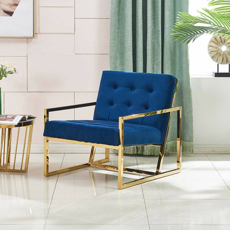 VeroMan ゴールドフレーム ラウンジチェア ステッチ ベルベット