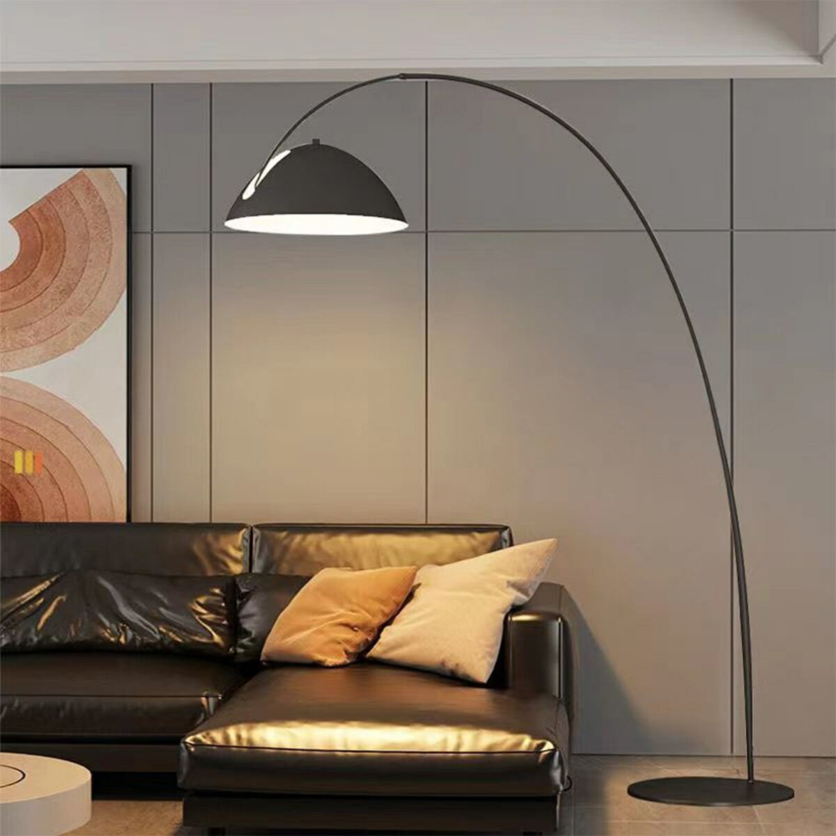 [ブラック・Lサイズ]VeroManライトフロアライトフロアスタンドスタンドライトラウンド半円セミスフィアモダンレトロシンプルキュート韓国インテリア