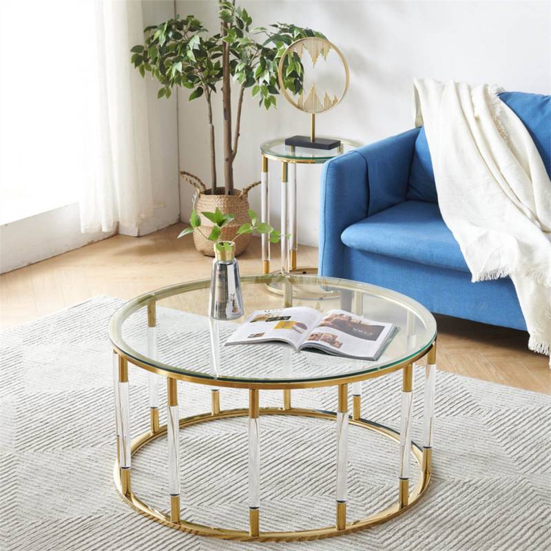 ガラステーブル　little rooms 韓国 インテリア クリアラウンドローテーブル おしゃれ 韓国インテリア 家具 ガラス
