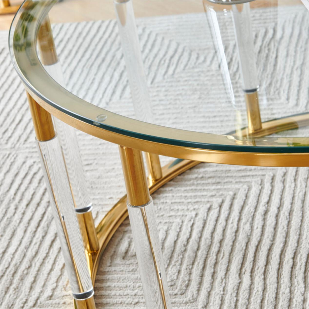 真鍮製サイドテーブル　ガラス　アンティーク 上品な装飾のブラスガラストップサイドテーブル 3段