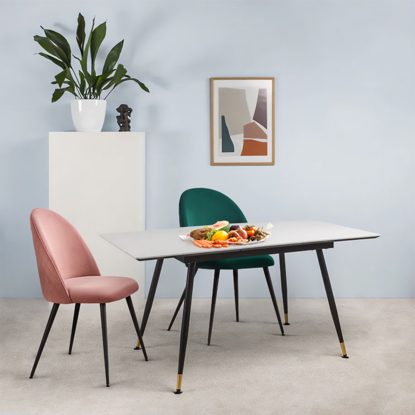 VeroMan ダイニングチェア ベルベット チェア 椅子 肘掛けなし