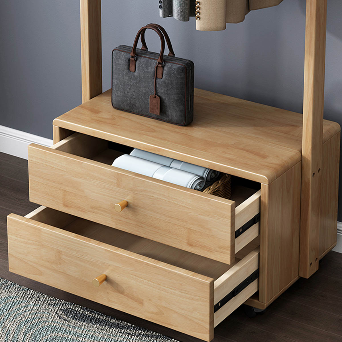 [ベージュ]VeroMan収納ラックコートラック洋服ラック収納洋服物干し竿収納収納棚シンプルモダンレトロ韓国インテリア