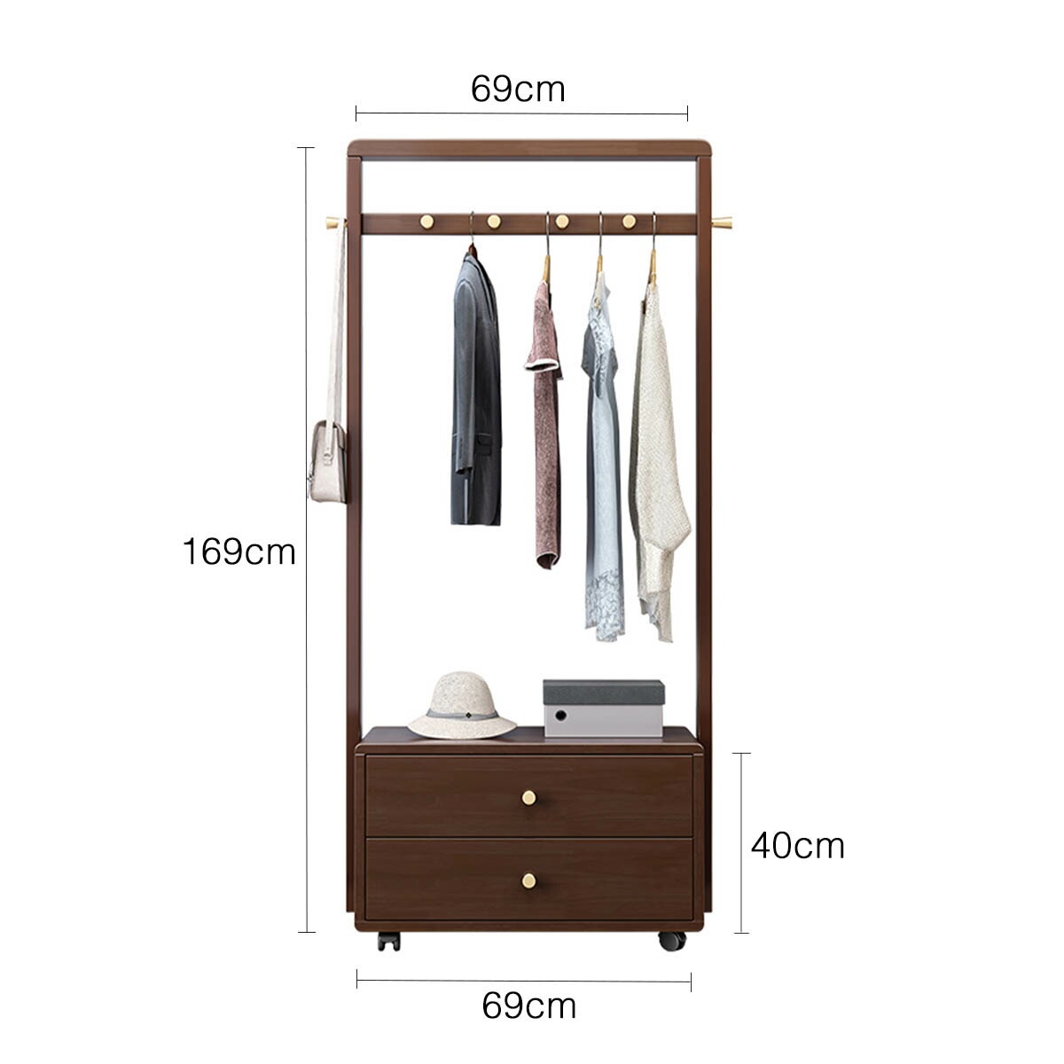 [ブラウン]VeroMan収納ラックコートラック洋服ラック収納洋服物干し竿収納収納棚シンプルモダンレトロ韓国インテリア
