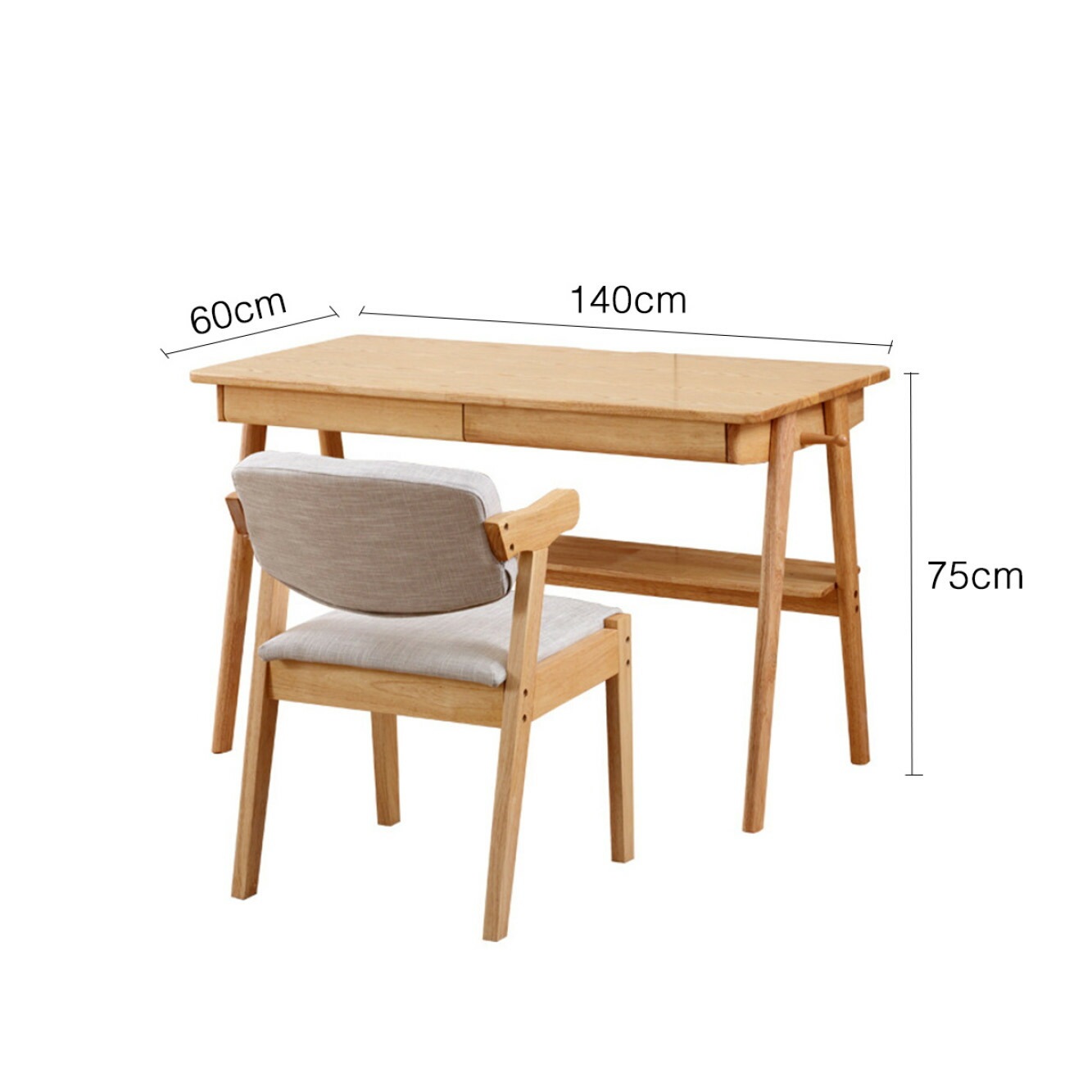 140cm] VeroMan テーブル 勉強机 机 コンソール 無垢材 ベージュ