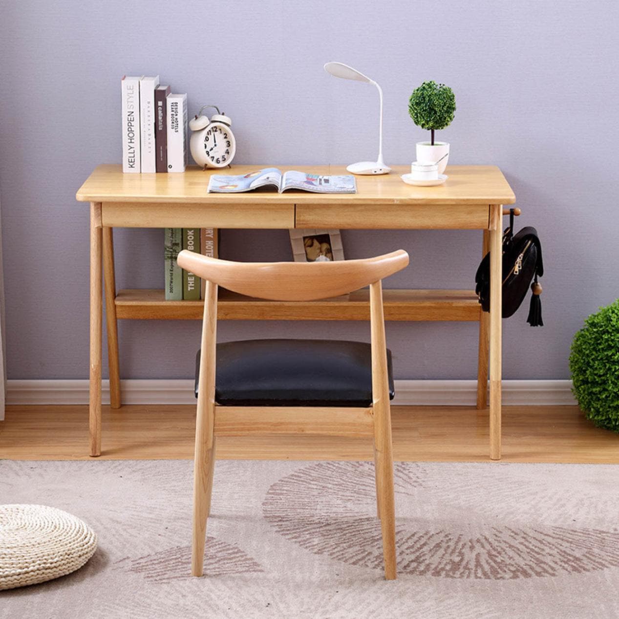 140cm] VeroMan テーブル 勉強机 机 コンソール 無垢材 ベージュ