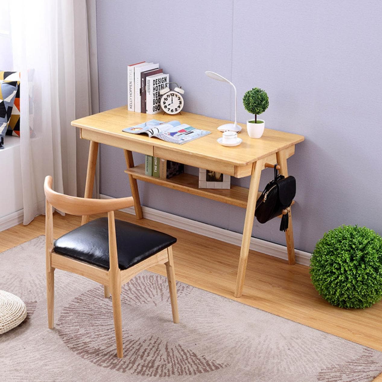140cm] VeroMan テーブル 勉強机 机 コンソール 無垢材 ベージュ