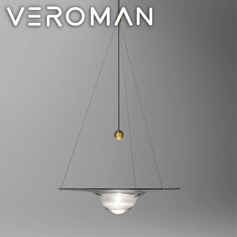 [直径40cm] VeroMan 円形 ペンダントライトガラス アート メタル 吊り下げライト 照明 立体的 シンプル モダン レトロ 韓国インテリア ※要配線工事