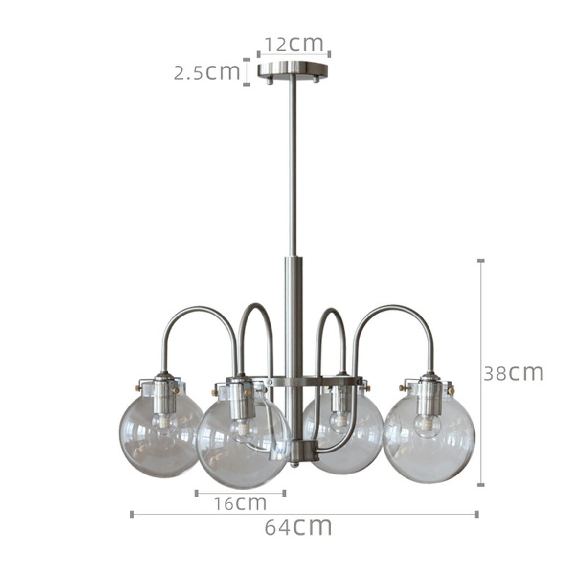 4灯] VeroMan 透明ガラスシェード きらめく 4球 ペンダントライト 間接