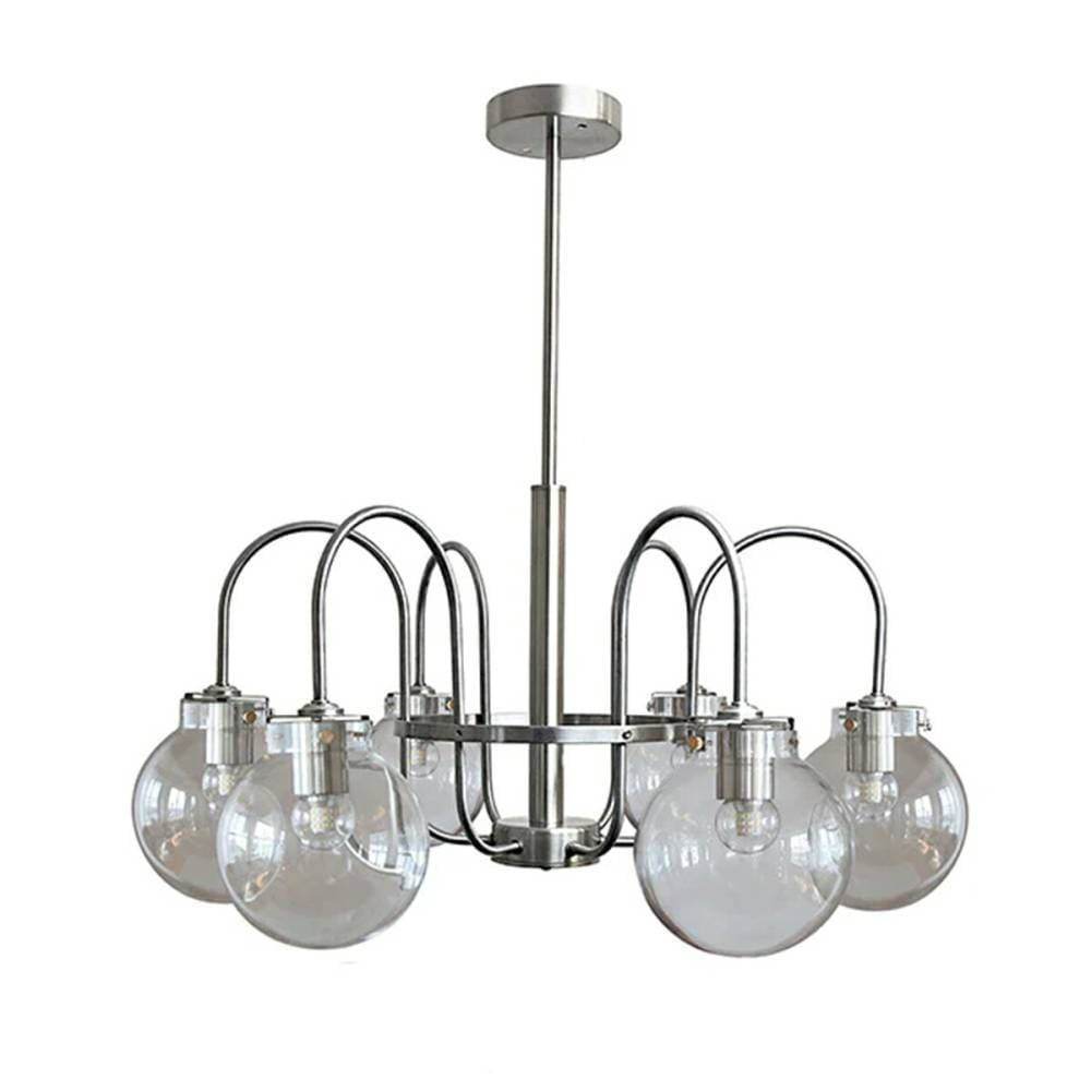 [6灯] VeroMan モダンシャンデリア ライト ペンダントライト ガラス 球状 シルバーアーム 照明 シンプル ミッドセンチュリー 韓国インテリア ※要配線工事