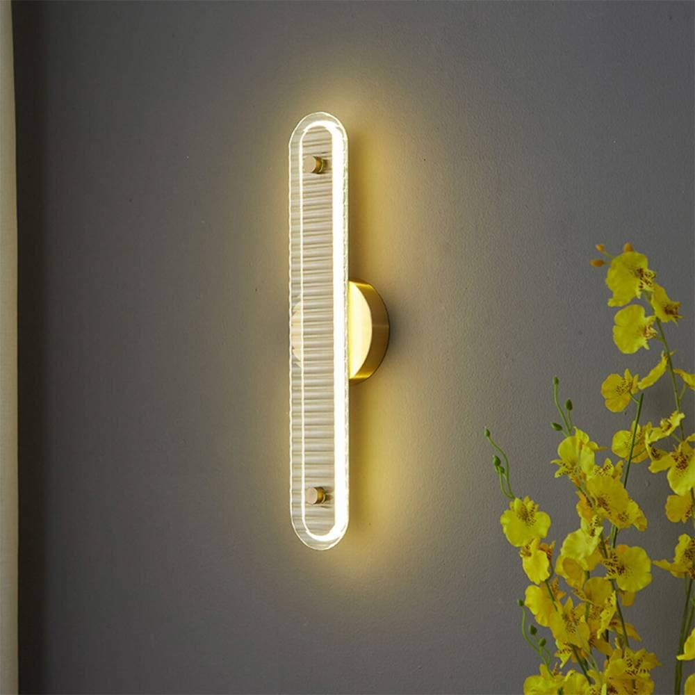 [40cm] VeroMan 縦型 ウォールライト 壁掛けライト クリアガラス ゴールドのアクセント 照明 上品 モダン レトロ シンプル 韓国インテリア ※要配線工事