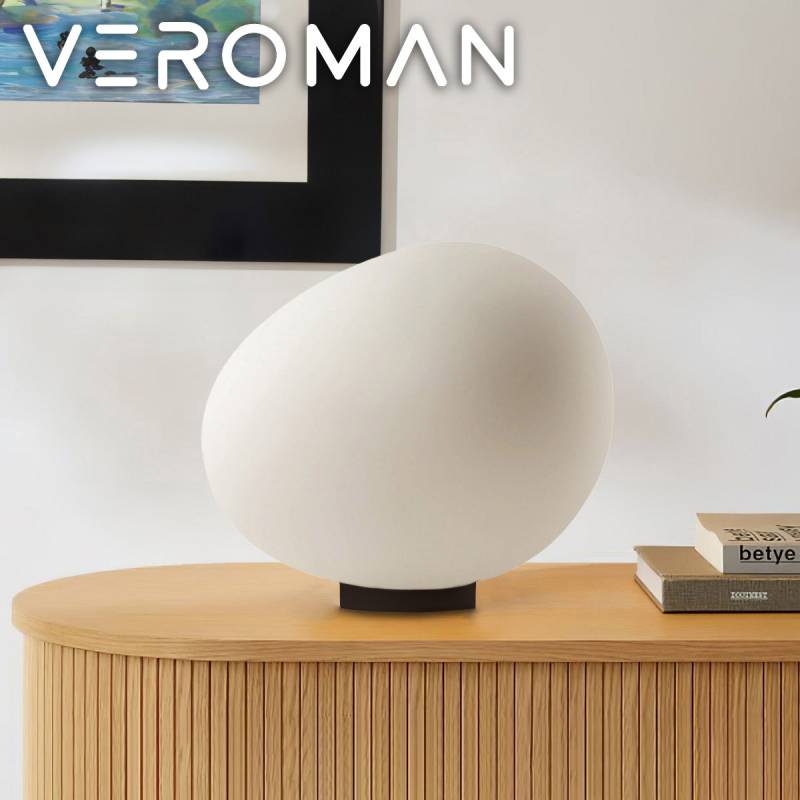 [15cm] VeroMan ころんとした卵型 テーブルランプ 丸みを帯びた石のようなデザイン フロアランプ 見る角度により表情を変える デスクライト 韓国インテリア