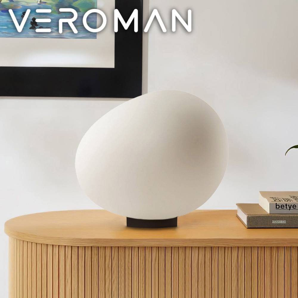 [47cm] VeroMan ころんとした卵型 テーブルランプ 丸みを帯びた石のようなデザイン フロアランプ 見る角度により表情を変える デスクライト 韓国インテリア