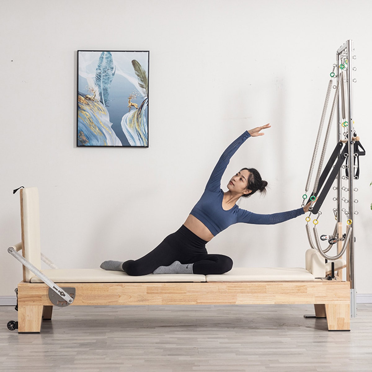 送料込】[オーク材・ホワイト] VeroMan ピラティスマシン タワー