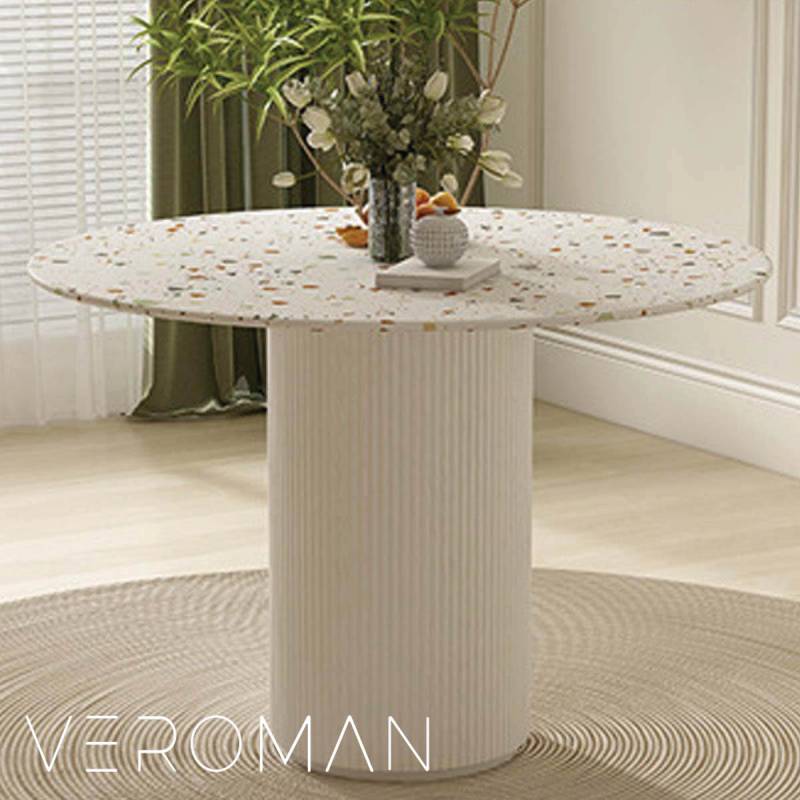 70cm] VeroMan ダイニングテーブル テラゾー 大理石柄 円卓 リビング