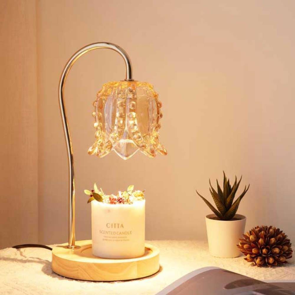 [Type C] VeroMan キャンドルウォーマー アロマランプ 卓上ライト アロマキャンドル すずらん 花 木製スタンド プレゼント オシャレ レトロ 韓国インテリア