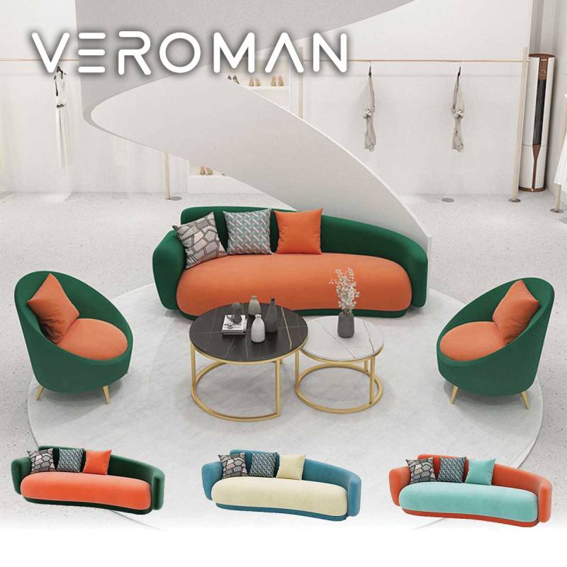 VeroMan 三人掛けソファ ソファ チェア 2色 反対色 カラフル カフェ