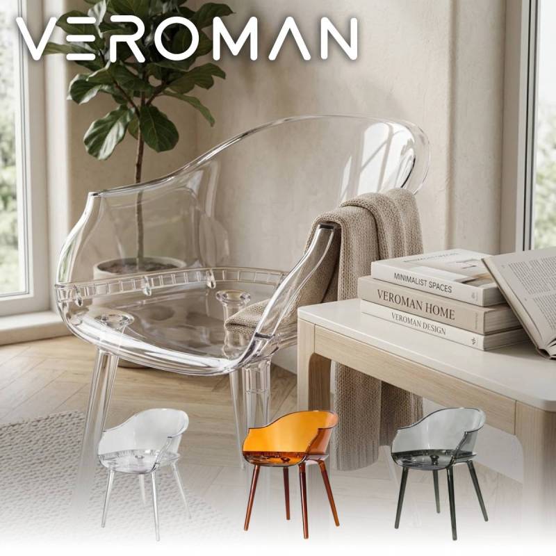 VeroMan チェア 椅子 クリア 透明 アウトドア 屋外 室内 モダン レトロ
