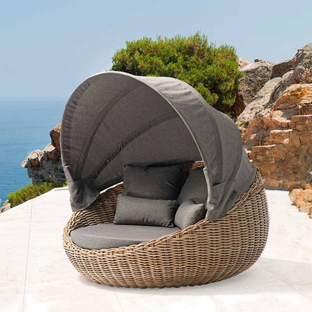 VeroMan ラタン カバー付き ラウンド デイベッド 防水 屋外 カバナソファ クッション付き サンベッド アウトドア リゾートホテル プールサイド 韓国インテリア