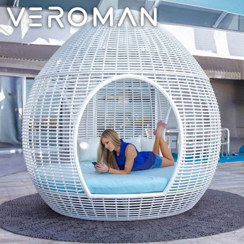 リゾート家具　ソファ　ベッド　デイベッド　グランピング　屋外　プール　ビーチ　A 直径1.6m 日除けあり] ベッドソファ ソファ ベッド デイベッド