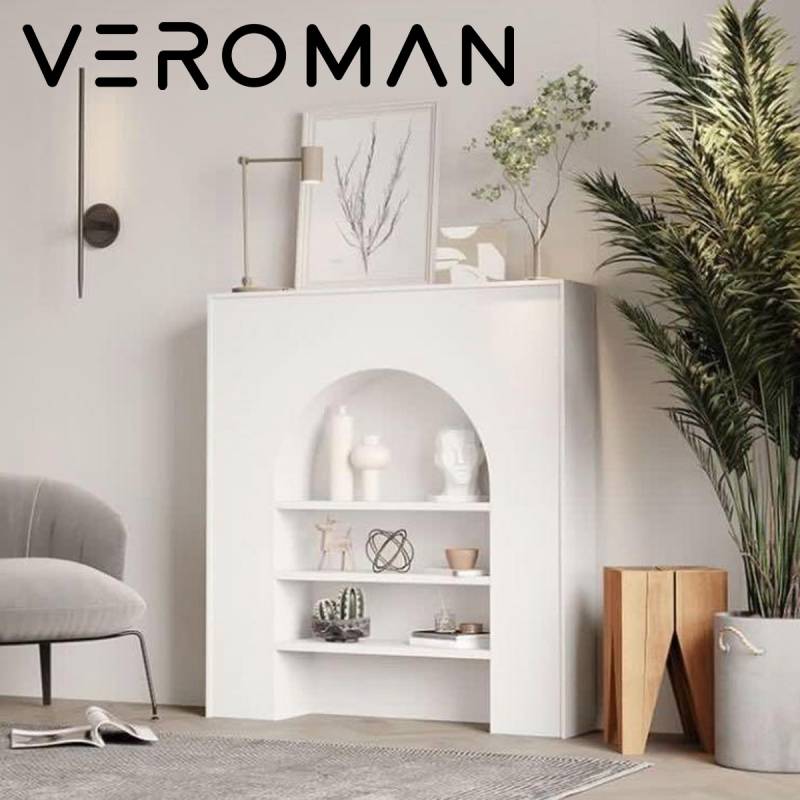80cm] VeroMan アーチ状 マントルピース シェルフ ホワイト 白