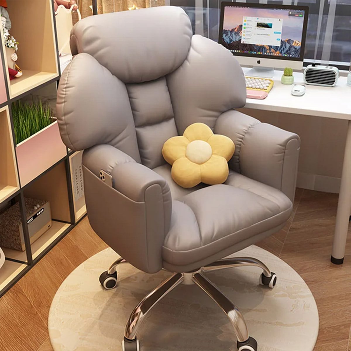 VeroMan 回転椅子 オフィスチェア 仕事椅子 デスクチェア 回転 足置き