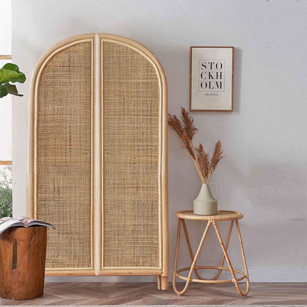 古家具◾️ナチュラル天然素材 籐ラタンキャビネット 整理棚 収納棚 VeroMan ラタンキャビネット 収納ラック 収納棚 ラック 棚 食器棚