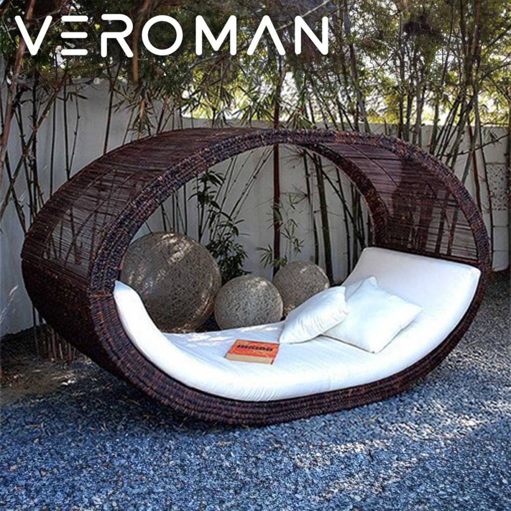 VeroMan ベッド ソファベッド プールサイドベッド アウトドアソファベッド アウトドアベッド チェア 椅子 カウチ アウトドア 屋外 プールサイド 庭 小判型 韓国インテリア 韓国家具 [横幅210cm 高さ150cm]