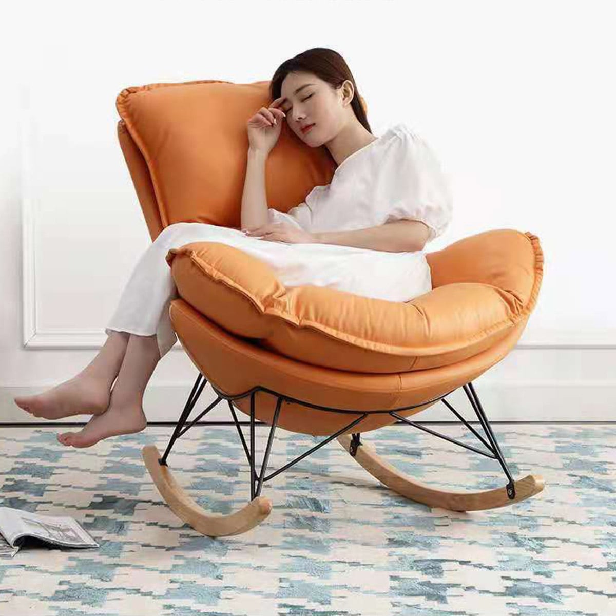 オットマン付き] VeroMan ロッキングチェア チェア 揺れる 椅子