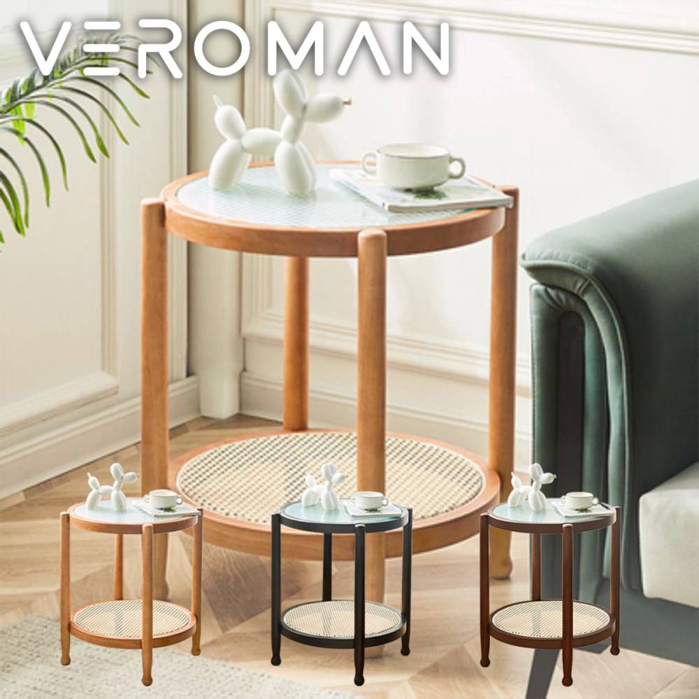 [小] VeroMan サイドテーブル 2段 テーブル 円卓 収納 棚 ソファサイド ベッドサイド モダン シンプル 韓国インテリア