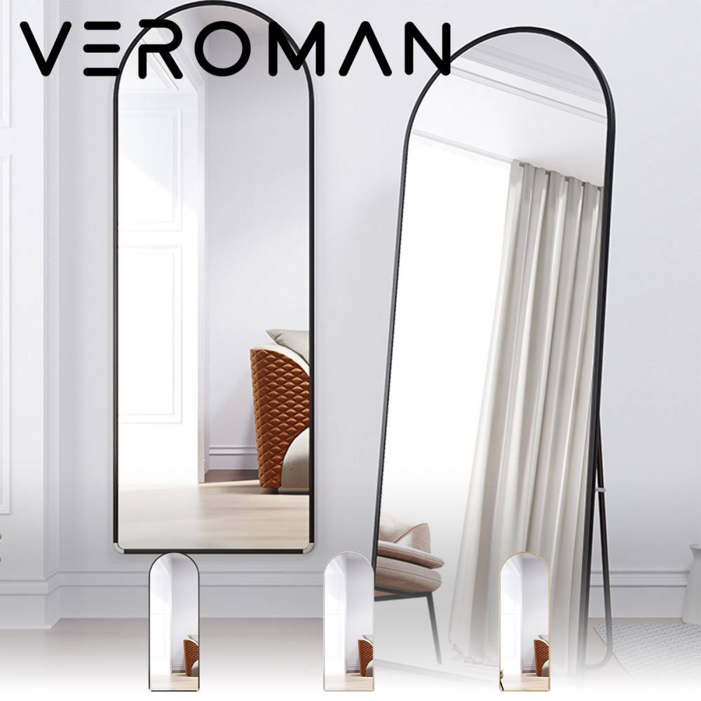 VeroMan ミラー 鏡 全身鏡 姿見 スタンドミラー ジャンボミラー ラウンド 大型 アンティーク ビンテージ おしゃれ 立て掛け 韓国インテリア 韓国家具 [幅80cm 高さ180cm]