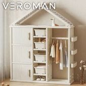 美品 子供用ハンガーラック おもちゃ収納Veroman 家型 VeroMan キッズ ハンガーラック 収納ラック 衣装棚 クローゼット