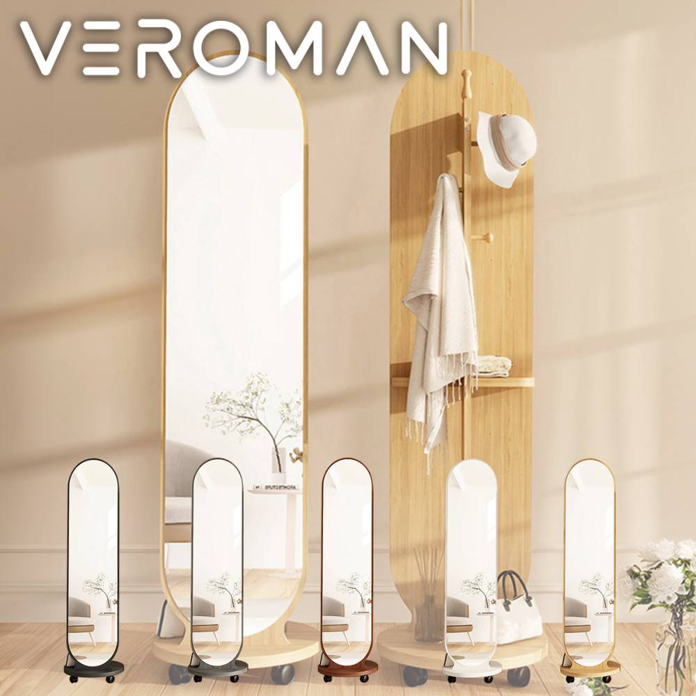 VeroMan ミラー 鏡 全身鏡 姿見 スタンドミラー ジャンボミラー 大型 小物置き 収納ラック 棚 見せる収納 アンティーク ビンテージ シンプル おしゃれ 立て掛け 韓国インテリア 韓国家具 [幅56cm 高さ168cm]