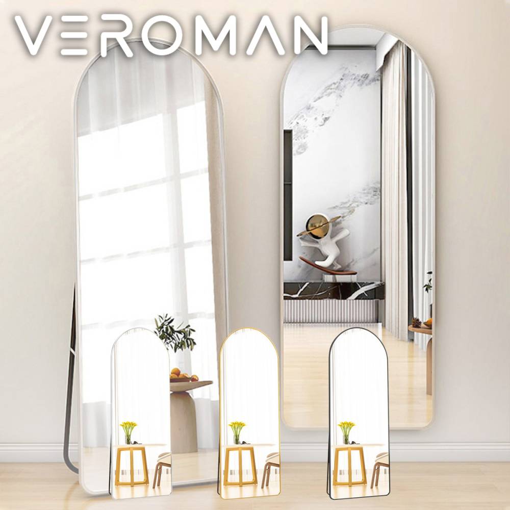 VeroMan ミラー 鏡 全身鏡 姿見 スタンドミラー ジャンボミラー ラウンド ビンテージ シンプル おしゃれ 立て掛け 韓国インテリア 韓国家具 [幅60cmX高さ165cm]