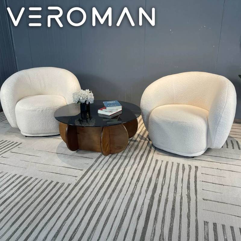 [1人掛け] VeroMan ふんわり包まれるもこもこラウンジソファ 滑らかな座り心地でリラックスできるデザイン 韓国インテリア [高さ90cm×幅75cm]