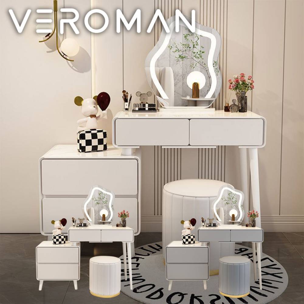 [シェルフ1列] VeroMan ドレッサー 雲のようなミラー LEDライト付き 収納あり 化粧台 テーブル ラック 棚 デスク モダン 韓国インテリア 韓国家具