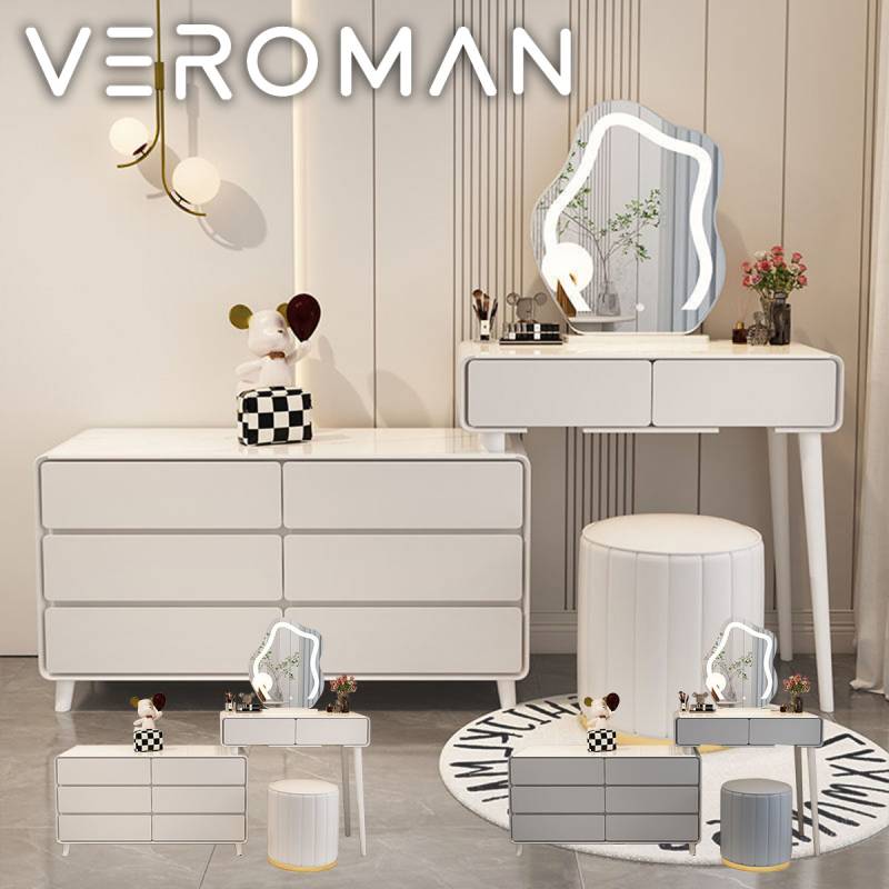 シェルフ2列] VeroMan 化粧台 テーブル 化粧テーブル ドレッサー