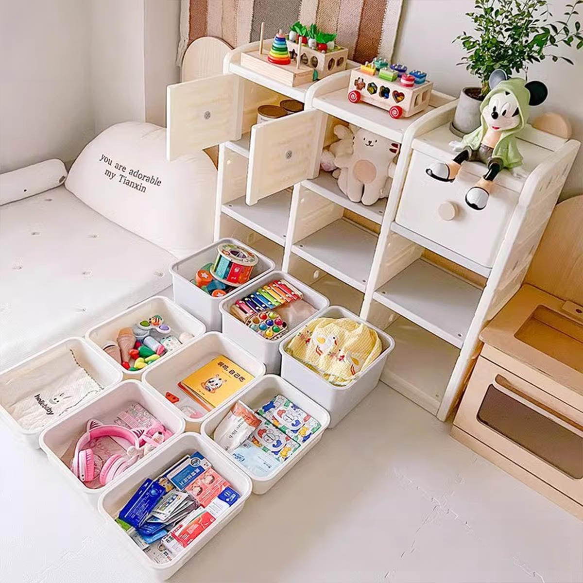 3段 3列] VeroMan キッズ収納ラック 衣装棚 クローゼット おもちゃ箱