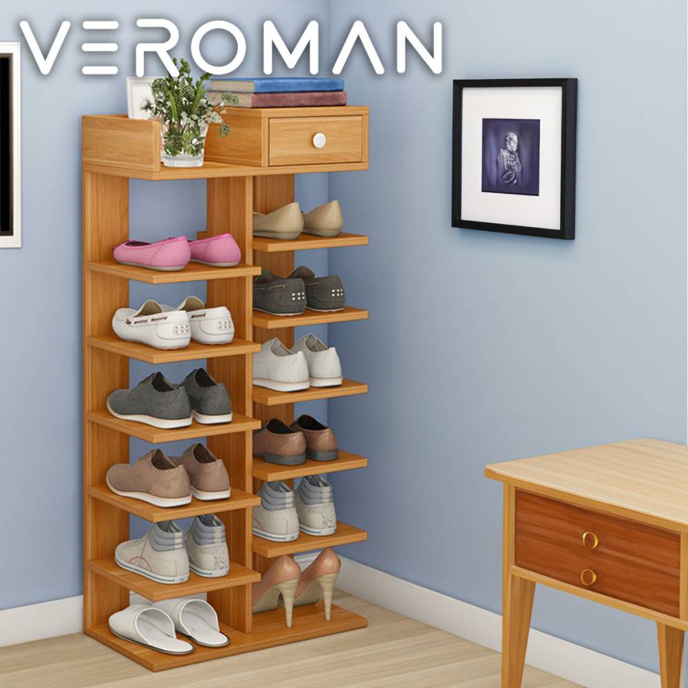 [7段] VeroMan シューズラック 靴棚 シューズシェルフ 下駄箱 靴置き ラック ボックス シェルフ モダン レトロ シンプル 韓国インテリア [幅45cm 高さ97cm]
