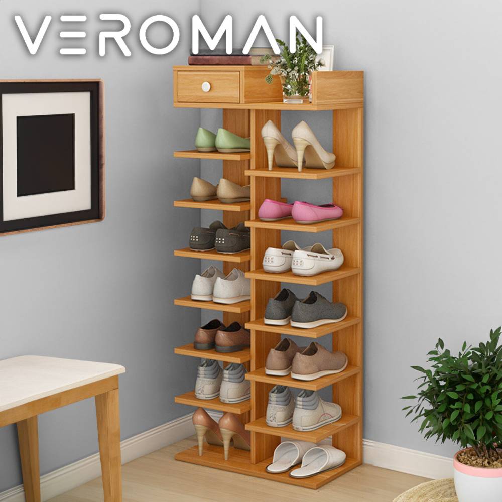 [8段] VeroMan シューズラック 靴棚 シューズシェルフ 下駄箱 靴置き ラック ボックス シェルフ モダン レトロ シンプル 韓国インテリア [幅45cm 高さ111cm]