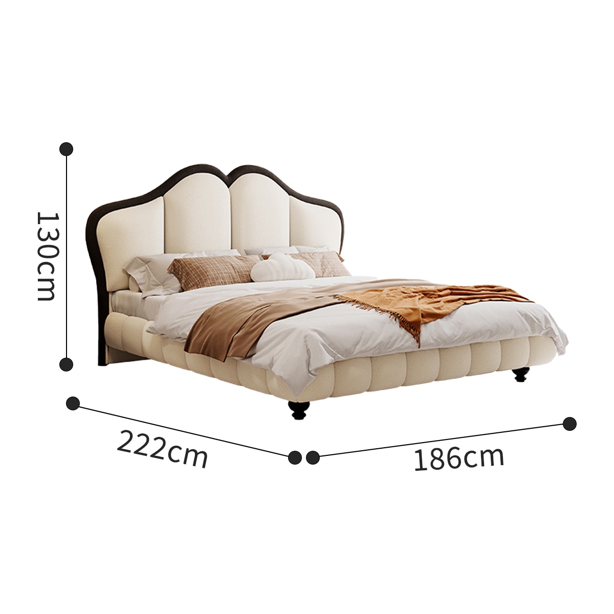 キングベッド]VeroMan モダンラグジュアリーベッド 優雅な貝殻ヘッド