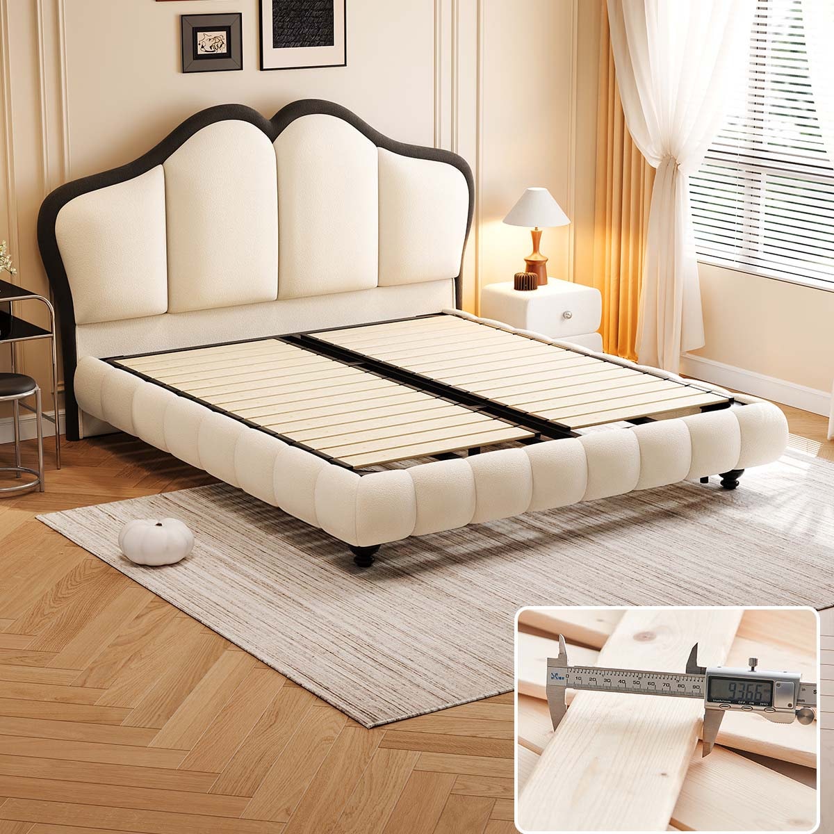 キングベッド]VeroMan モダンラグジュアリーベッド 優雅な貝殻ヘッド