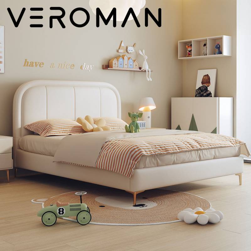 セミダブル] VeroMan ダブルベッド ベッドフレーム 高級シリコンレザー