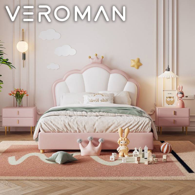 セミダブル]VeroMan 王冠デザインで華やぐお姫様ベッド 丈夫で安心感