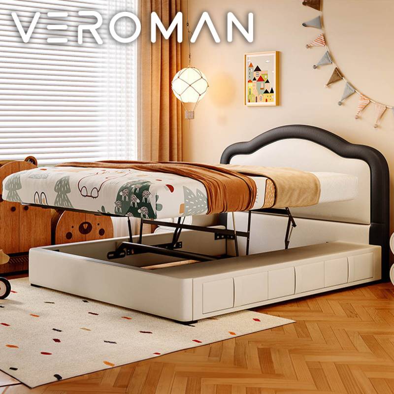 ワイドダブル]VeroMan ベッド 収納ベッド ラック 棚 ベッドフレーム