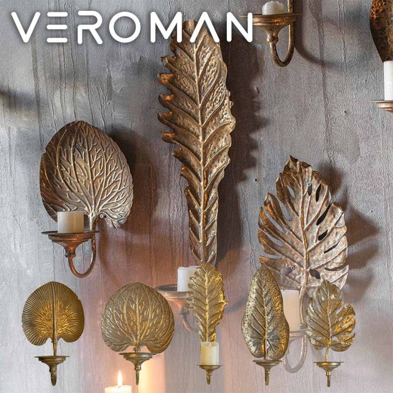 3個セット] VeroMan キャンドルスタンド アンティーク 葉っぱ仕様