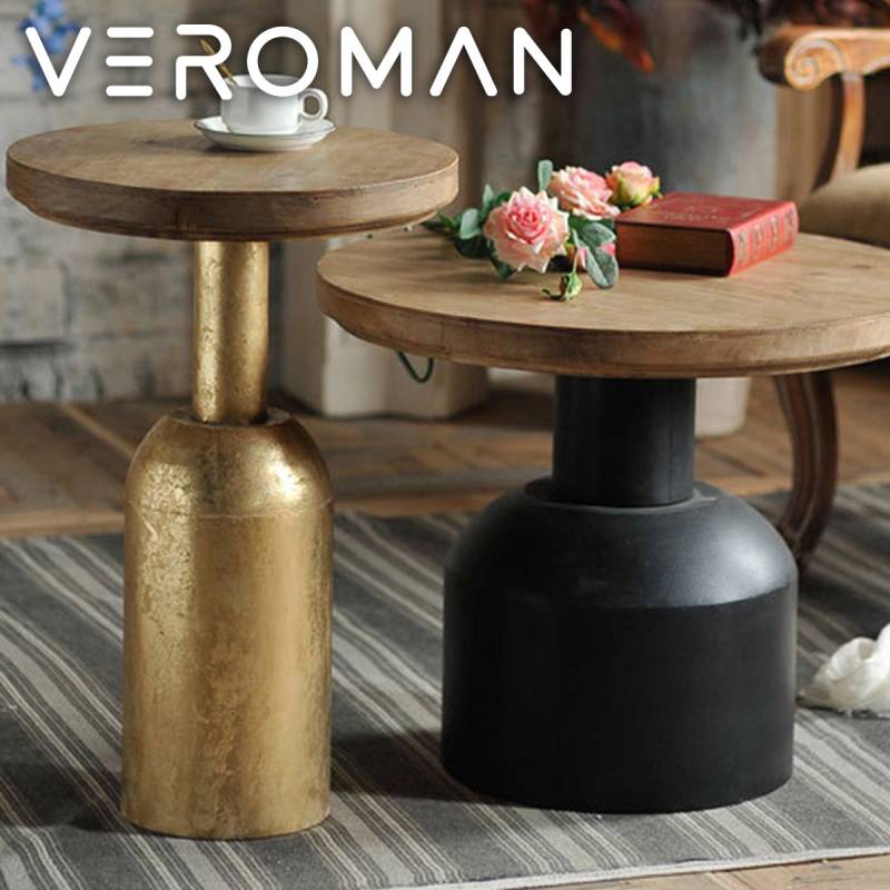 [2個セット] VeroMan ローテーブル サイドテーブル 木製 センターテーブル ローデスク 机 モダン 一人暮らし リビング 円形テーブル 韓国インテリア