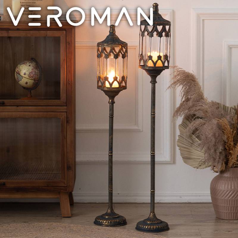 2個セット] VeroMan クラシカルランタンスタンド アンティーク