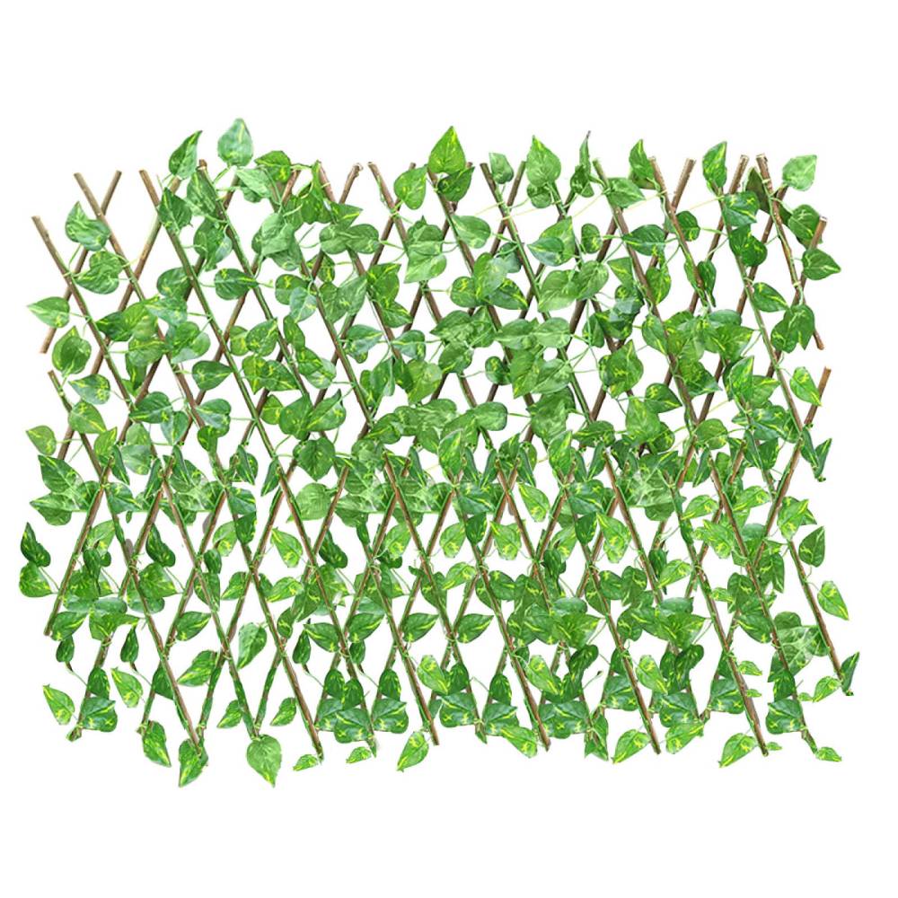 [120cm×24cm] VeroMan 伸縮 グリーンフェンス 柵 人工観葉植物 ガーデンフェンス 花壇 ベランダ 目隠し 緑のカーテン 日よけ サンシェード